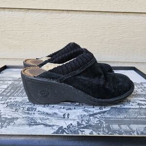 Ugg black suede Gael wedge mule clogs size 8